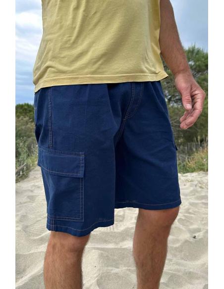 Short Cargo Homme En Coton Avec Poches Latérales - Taille Réglable, Style Urbain Décontracté, Coupe Confortable