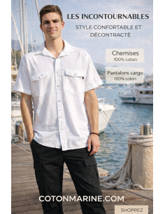 CHEMISE HOMME BLANCHE COTON par Coton Marine 29,20 €