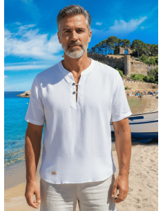 Chemise homme coton blanc manches courtes – Style décontracté et respirant par Coton Marine 29,90 €