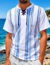 TEE-SHIRT HOMME EN COTON imprimé, col V à lacet, manches courtes par Coton Marine 26,90 €