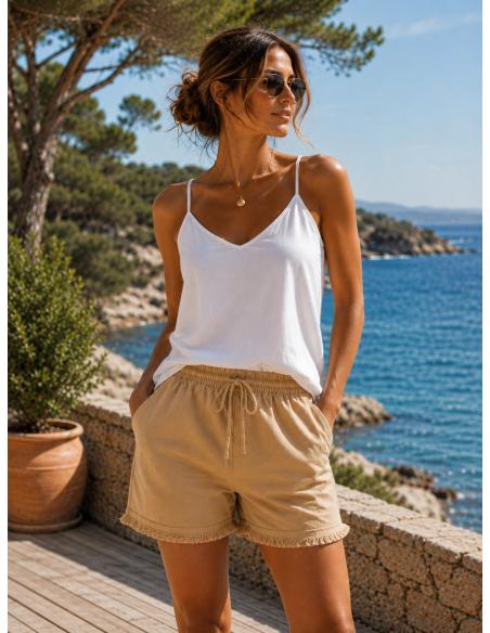 SHORT femme à franges en Coton par Coton Marine 23,90 €