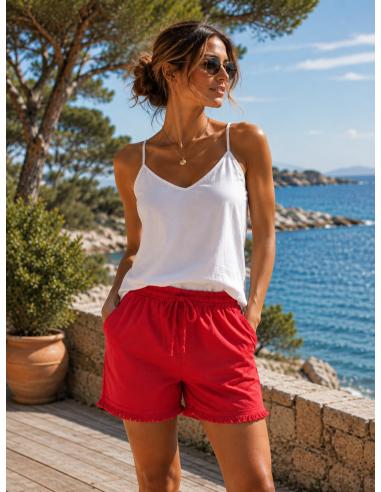SHORT femme à franges en Coton par Coton Marine 23,90 €