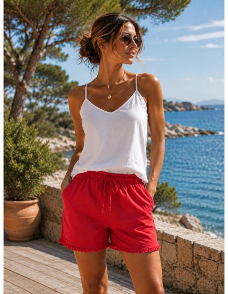 SHORT femme à franges en Coton par Coton Marine 23,90 €