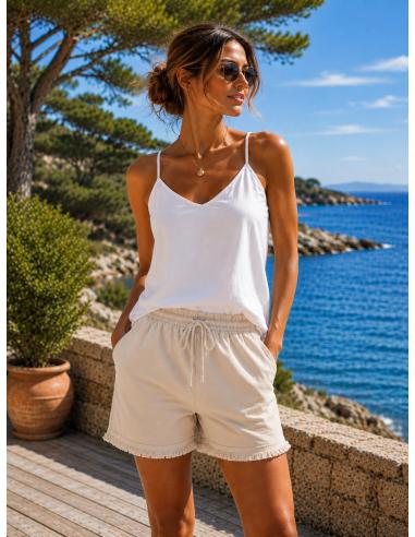 SHORT femme à franges en Coton par Coton Marine 23,90 €