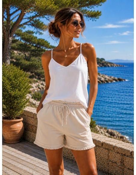 SHORT femme à franges en Coton par Coton Marine 23,90 €