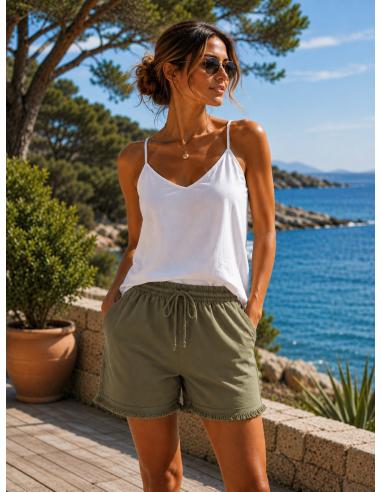 SHORT femme à franges en Coton par Coton Marine 23,90 €