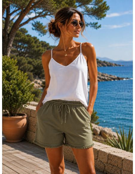 SHORT femme à franges en Coton par Coton Marine 23,90 €