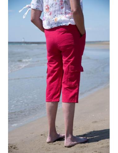 PANTACOURT FEMME FRAMBOISE POCHES CARGO par Coton Marine 25,90 €