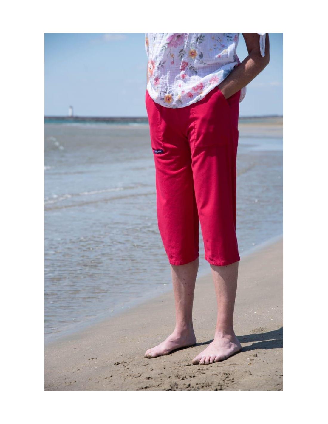 Pantacourt Femme été En Lin Et Coton – Short Large Confortable Avec Poches, Idéal Plage, Randonnée, Jogging